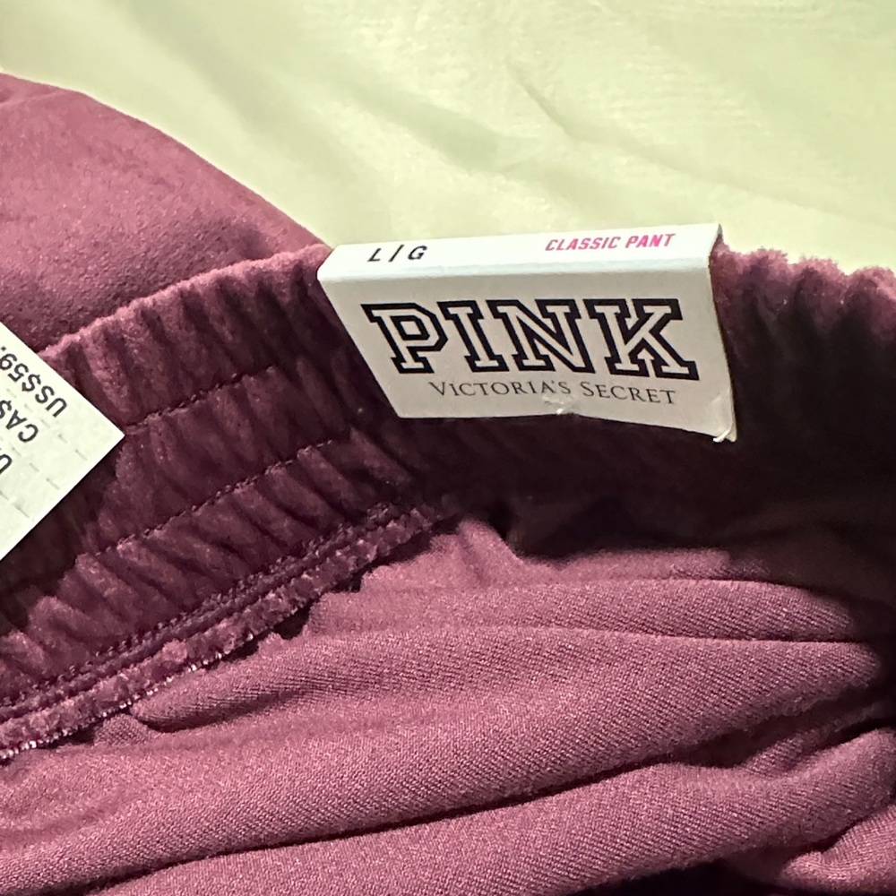 NWT PINK Victoria's Secret Velvet Maroon Joggers